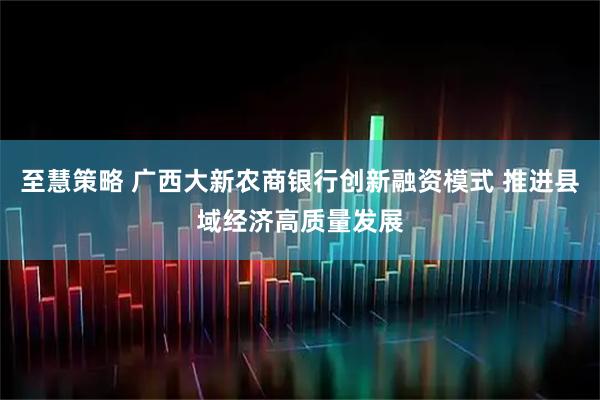 至慧策略 广西大新农商银行创新融资模式 推进县域经济高质量发展